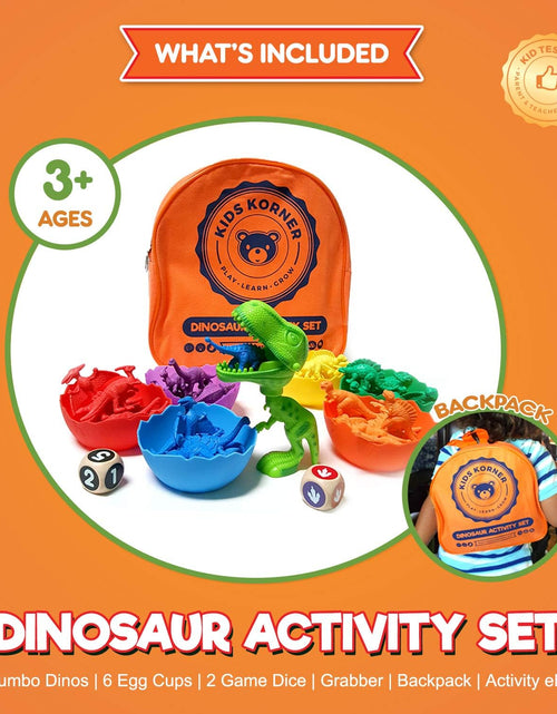 Load image into Gallery viewer, Jumbo Sorting &amp; Counting Dinosaurs Matching Game - Educational Dinosaur Toys for 2 3 4 5 Year Olds with 54 Math Manipulatives, Dino Grabber, Toddler Games Dice, Toy Storage &amp; Kids Activities Ebook
