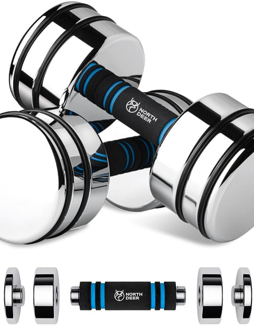 Load image into Gallery viewer, Steel Dumbbells Ultracompact &amp; Adjustable Chrome Dumbbell with Foam Handles 5Lb 10Lb 15Lb 20Lb 30Lb 50Lb Home Gym Workout (Choice of Size)
