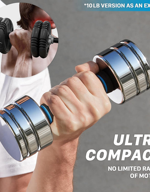 Load image into Gallery viewer, Steel Dumbbells Ultracompact &amp; Adjustable Chrome Dumbbell with Foam Handles 5Lb 10Lb 15Lb 20Lb 30Lb 50Lb Home Gym Workout (Choice of Size)
