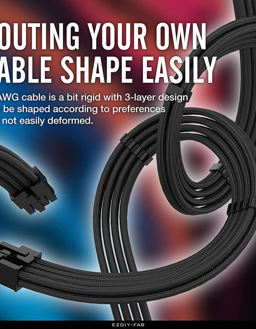 Load image into Gallery viewer, PSU Cable Extension Kit Sleeved Cable Custom Power Supply Sleeved Extension 16 AWG 24-PIN 8-PIN 6-PIN 4+4-PIN with Combs- Black
