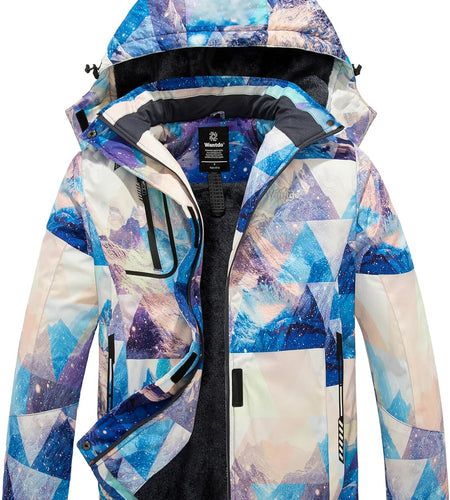 Women'S Mountain Waterproof Ski Jacket Windproof Rain Jacket Winter Warm Hooded Coat