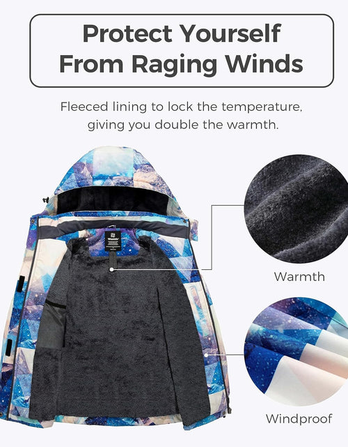 Load image into Gallery viewer, Women'S Mountain Waterproof Ski Jacket Windproof Rain Jacket Winter Warm Hooded Coat
